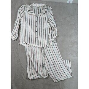 Cozy Earth Womens Small Bamboo Pajama Set Long Sleeve Stripes Cottage Bamboo